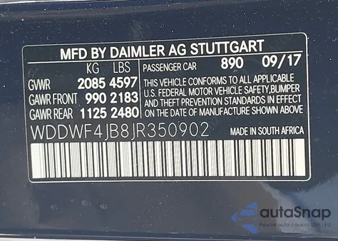 2018 Mercedes-Benz C 300 из США, поврежденный, VIN WDDWF4JB8JR350902